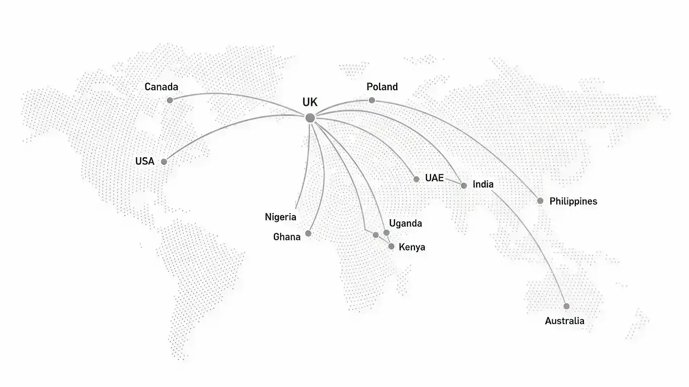 Global payment corridors world map