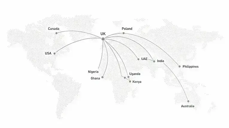 Global payment corridors world map
